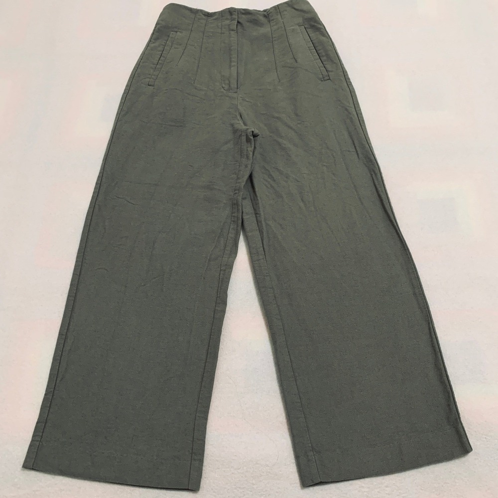 Zara Wide Leg Pants in Olive Green- reposhed